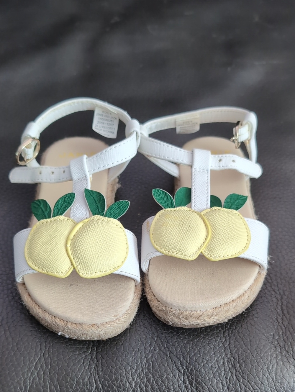 Kids Toddler Shoes Janie and Jack White Sandals with Yellow Lemon Appliqués